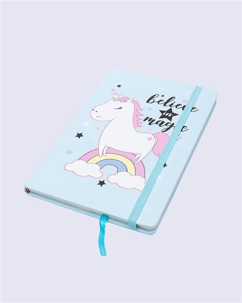 Notebook, Unicorn Print, Light Blue, Paper - MARKET 99 – MARKET99