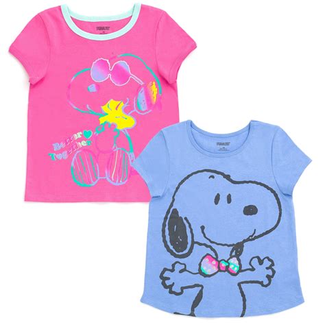 PEANUTS Woodstock Snoopy Big Girls 2 Pack T-Shirts Little Kid to Big ...