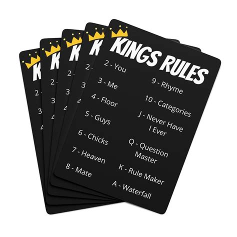 Kings Rules Playing Cards | Kings Cup Card Deck | Drinking Game Cards ...