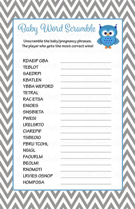 Baby Shower Games Printable | Printable AT A GLANCE