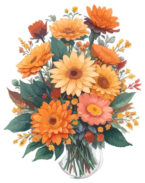 Autumn Flowers Bouquet Clip Art AI Generative 27824737 PNG