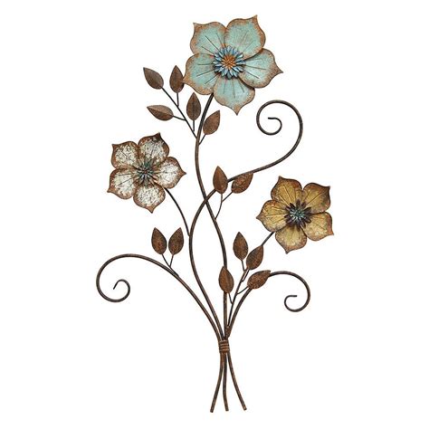 Stratton Home Decor Tricolor Flower Metal Wall Decor | Metal flower ...