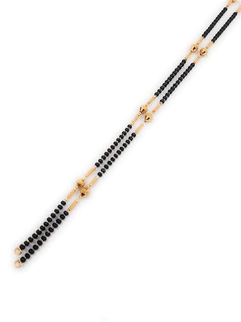 Buy SJ EasyShop Gold Plated Double Line Black Beads Mangalsutra Chain ...