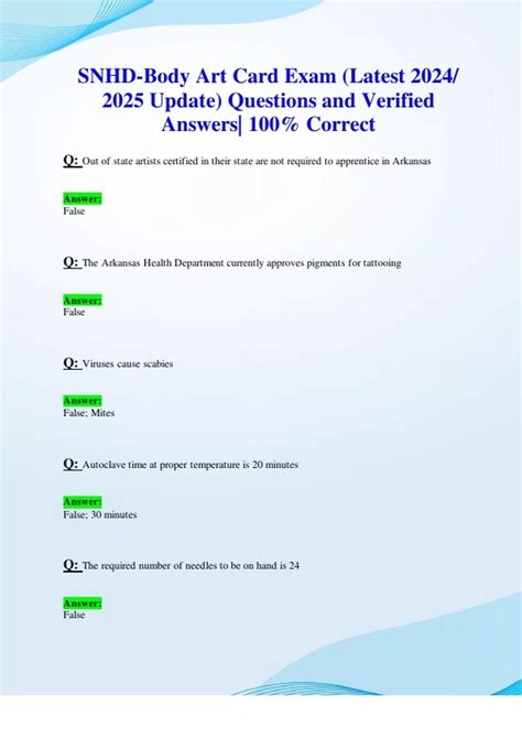 SNHD- Food Handler Card Exam Prep (Latest 2024/ 2025 Update) Questions ...