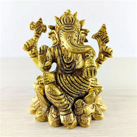 Buy CraftVatika Small Ganesha Brass Idol Murti for Home Décor Handmade ...