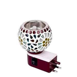 Ceramic Aroma Diffuser & Kapoor Dani with Night Light | Essential Oil ...