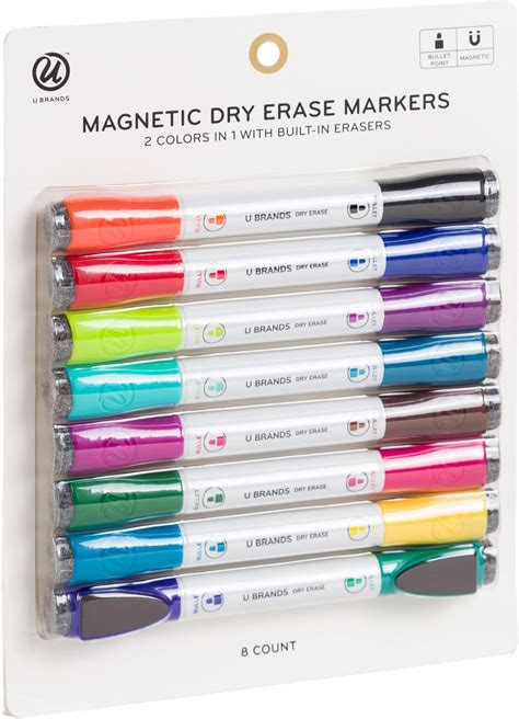 Amazon.com: U Brands Fine Tip Dry Erase Markers with Eraser, Magnetic ...