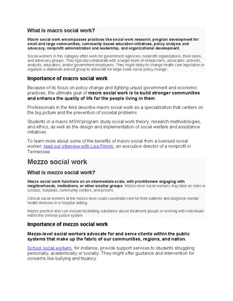 Micro macro meso social work amki - What is macro social work? Macro ...