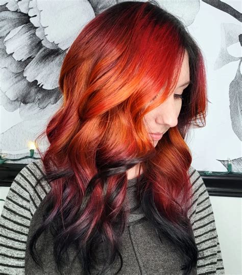 Reverse Dark Red Ombre Hair