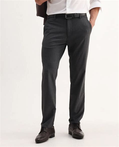 Rare Rabbit Men's Travel-Aw25 Dark Grey Polyester Blend Plain Regular