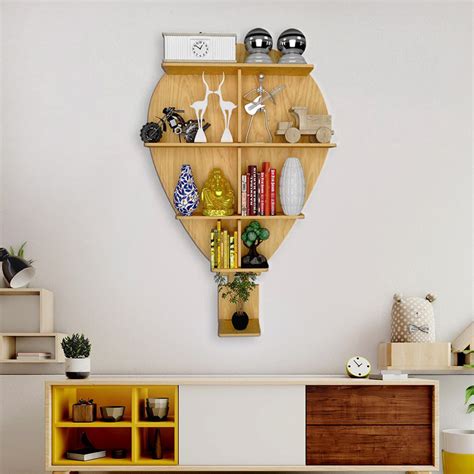 Hot Air Balloon Backlit Designer Wooden Wall Shelf / Book Shelf / Nigh ...