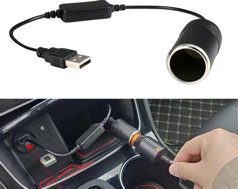 5V USB A Male to 12V Car USB Cigarette Lighter Adapter Female Converter ...