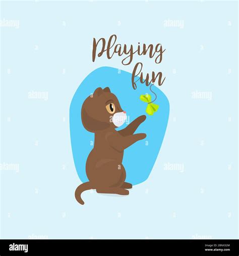 Funny cat with quote playing fun vector illustration Stock Vector Image ...