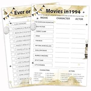 Back in 1994 Birthday Party Game Cards, 30th Birthday Party Activities ...