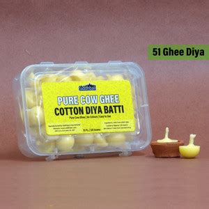 Siddhbali Pure Cow Desi Ghee Diya Batti Natural Cotton Wicks - 51 Ghee ...
