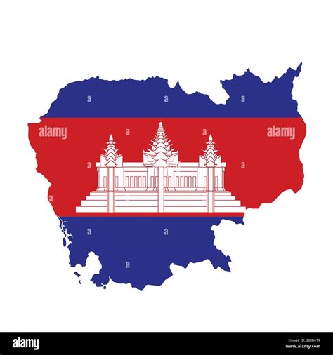Cambodia flag map. Country outline with national flag Stock Photo - Alamy