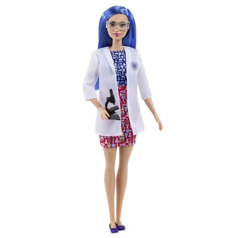 Barbie Scientist Doll (12 inches), Blue Hair, Color Block Dress, Lab ...