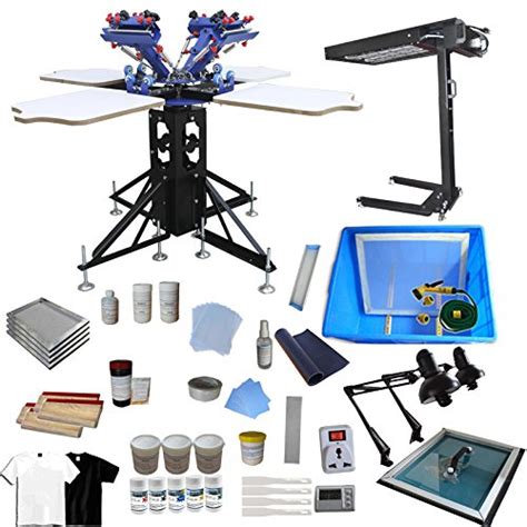 Screen Printing Kit 4 Color 4 Station Screen Printing Press DIY T-Shirt ...