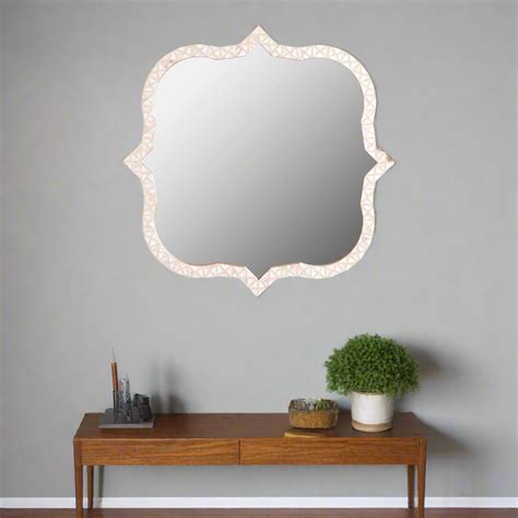Triangle Mother Of Pearl Inlay Mirror - Nude Pink – Luxury Handicrafts