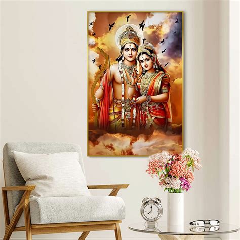 Glorious Shri Ram & Sita Blessing Canvas Printed Wall Art & Paintings ...
