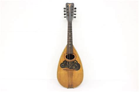 Mahogany & Rosewood Marquetry Antique Italian Mandolin Musical Instrument