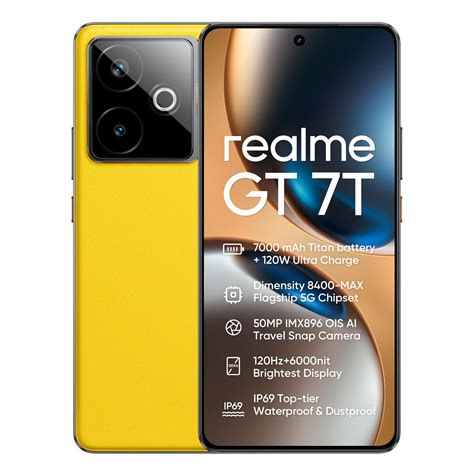 realme GT 7T 5G Smartphone 12GB+256GB Yellow,6.80 inch Screen, 120Hz ...