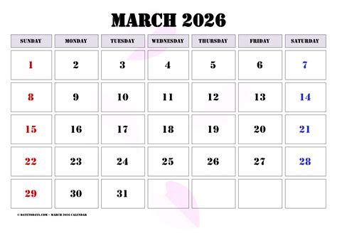 Free March 2026 Calendar Printable PDF with US Holidays