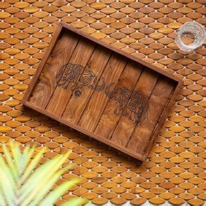 ExclusiveLane 'Ethereal Elephants' Hand-Carved Sheesham Wooden Serving ...