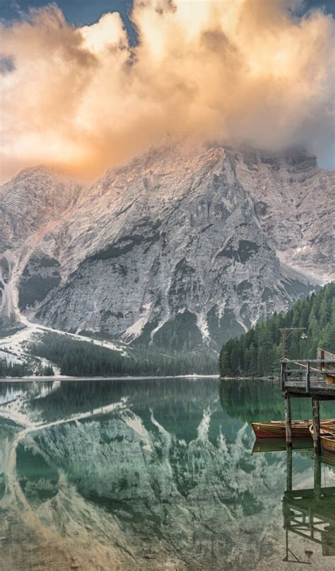 Download wallpaper Clouds, Lake, Mountain, section landscapes in ...