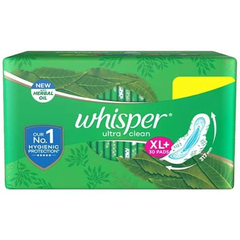 Whisper Ultra Clean Sanitary Pads XL+, 30 Count Price, Uses, Side ...