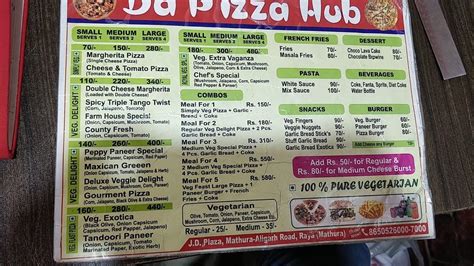 Menu at Da Pizza hub raya, India