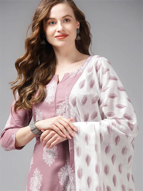 Buy cotton kurta, trouser & pant set with dupatta for women – Yufta Store