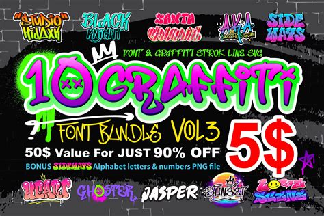 10 Exciting Graffiti Font Bundle Ver.3, Street Font, Font Bundle ...