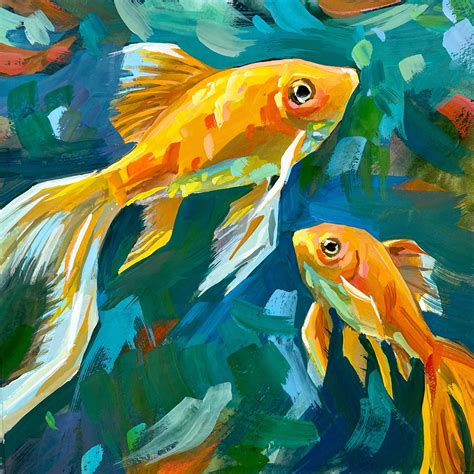 Modern Fish Painting, Fish Art Print, Goldfish Painting, Impressionist ...