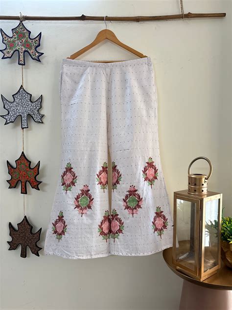 Women Off White Aari Embroidered Palazzos – Saugaat Station