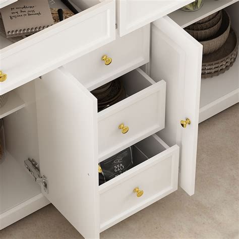 Homsee White Wooden Sideboard with 5 Drawers and 2 Cabinets Large ...