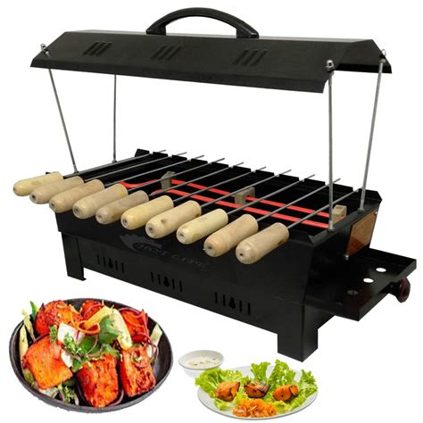 HOTLIFE Large Electric & Charcoal Barbecue Grill & Tandoor Set - Black ...