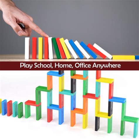 4324 100PC DOMINO BLOCKS SET MULTICOLOR WOODEN TOY BUILDING INDOOR GAM ...