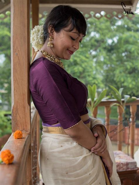Purple Art Silk V Neck Padded Blouse|Thaamara|Suta