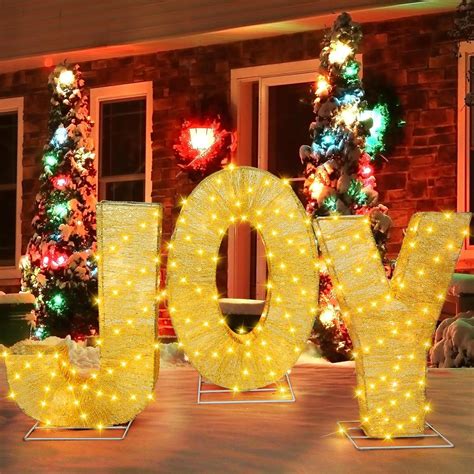 Amazon.com: Baquler Christmas Joy Outdoor Decoration, 18.4" Lighted Joy ...