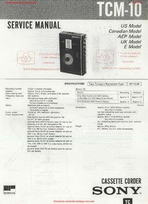 Sony TCM-10 Service Manual PDF Free Download
