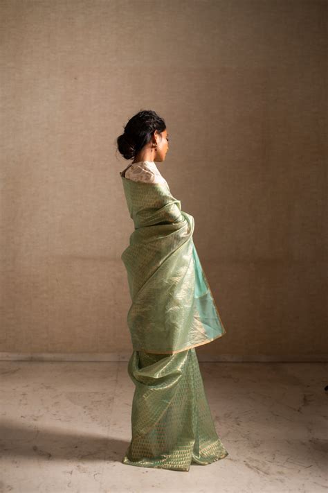 Jiera- Aquamarine Silk Chanderi Saree – Priyanka Raajiv