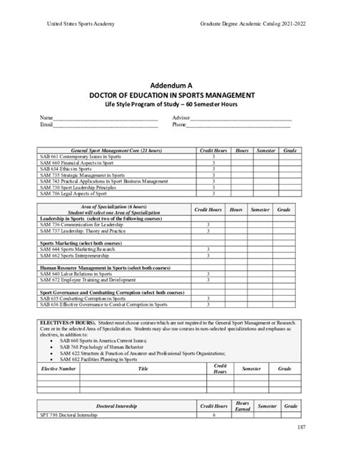 Fillable Online Sport Management - UF Catalog - University of Florida ...