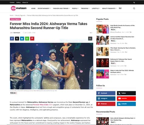 Miss Maharashtra 2024 (2nd Runner Up) | Aishwarya Verma | fsia Winner