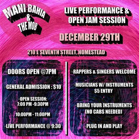 Mani Bahia & The Mob Live Performance & Open Jam Sessions, The Forge ...