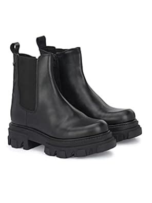 Buy Delize Women Leather Chelsea Ankle Boots 64384-37 Black at Amazon.in