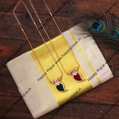 Real Gold Tone Traditional Palakka Maanga Pendant Chain – Happy Pique