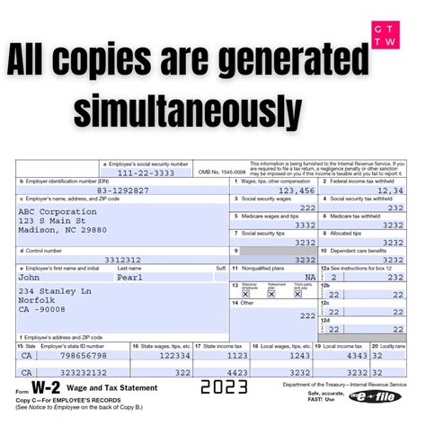 W2 Form IRS 2023 Fillable PDF With Print and Clear Buttons Generate W2 ...