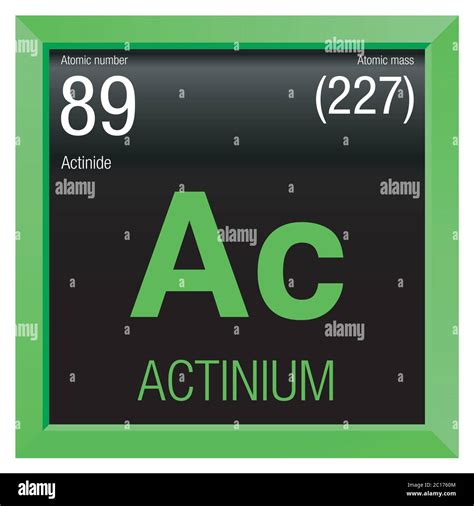 Actinium symbol. Element number 89 of the Periodic Table of the Elements - Chemistry - Green ...
