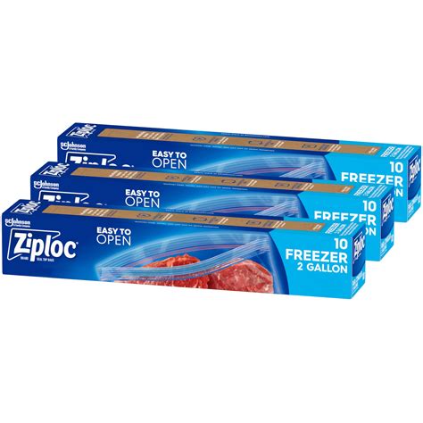Ziploc Two Gallon Food Storage Freezer Bags, Grip 'n Seal Technology ...